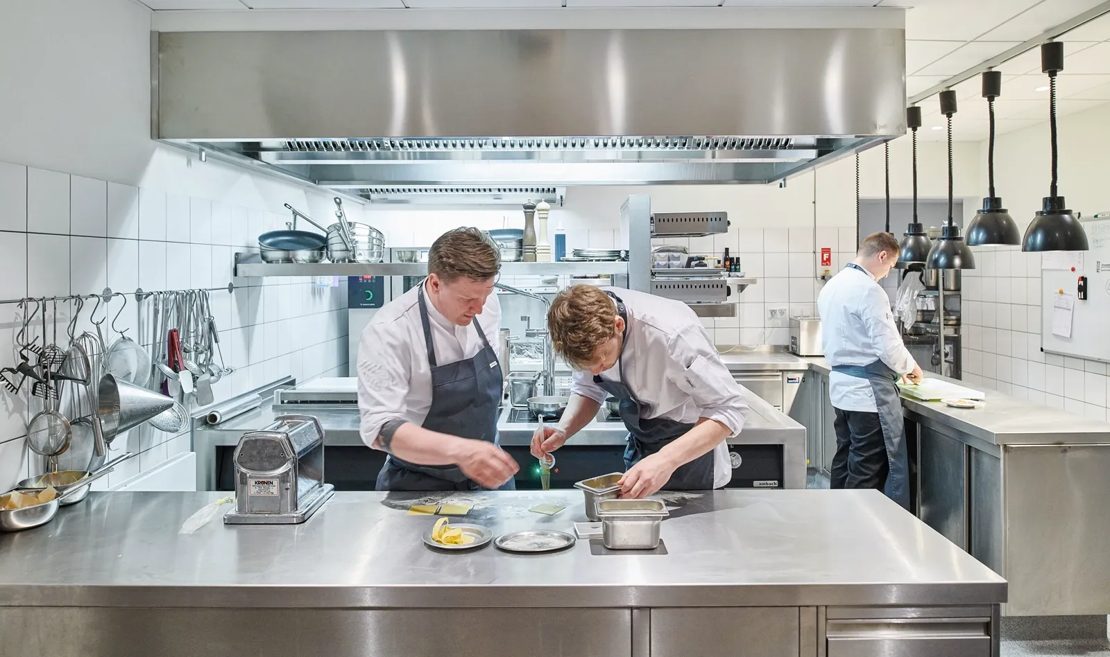 Cuochi al lavoro in una cucina professionale